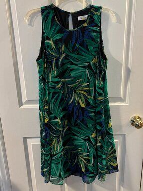 Calvin Klein Women's Tropical Print Sleeveless Shirt Swing Dress ~ 10